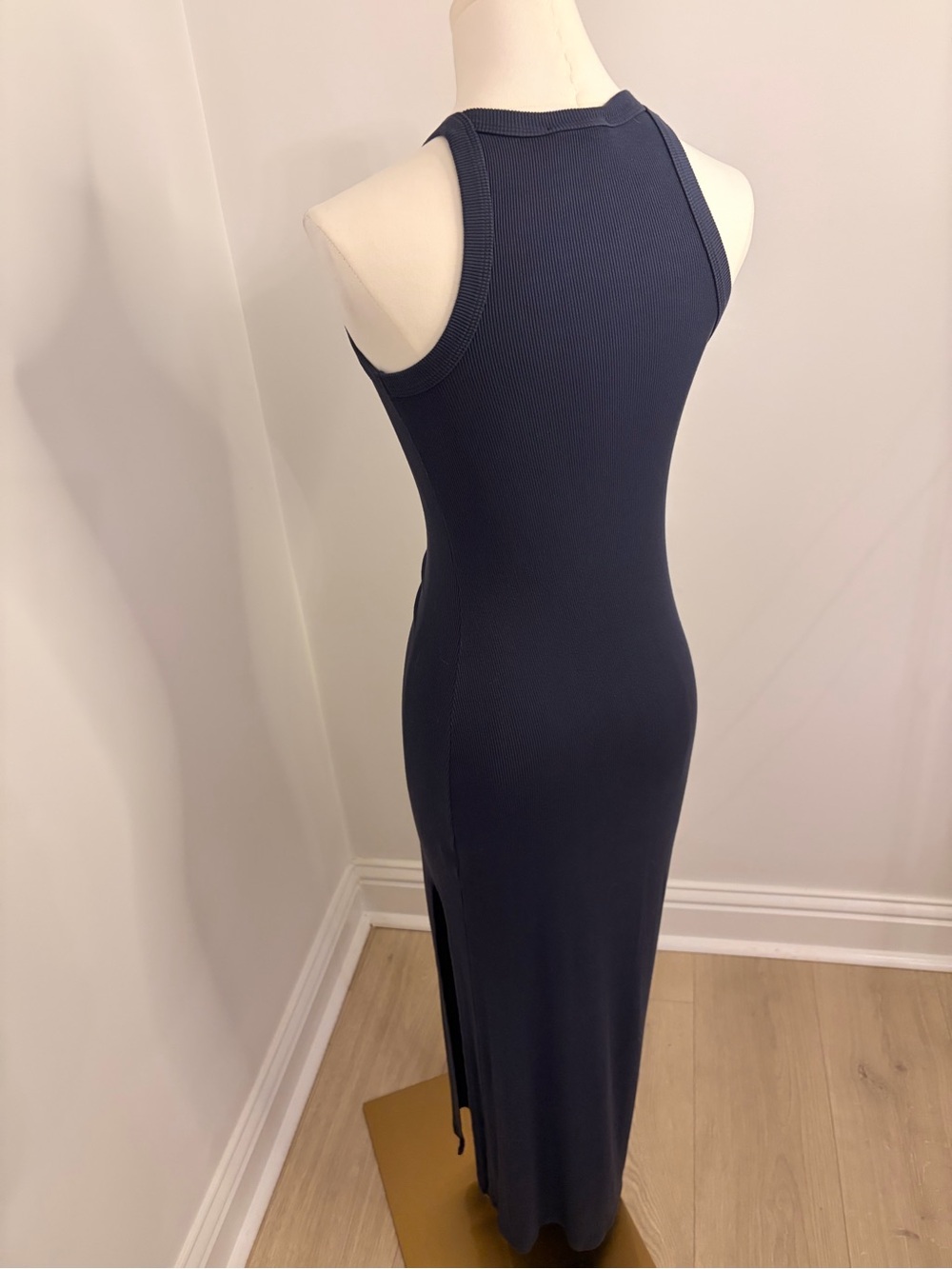 LNA Ribbed Skinny Racer Maxi Dress In Navy Size XS - Picture 6 of 10